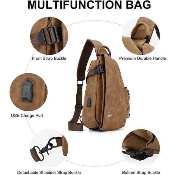 Crossbody Sling Bag for Men Small Backpack One Shoulder Bag Water Resistant - Picture 4 of 7